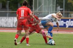 2. Fußball-Liga - Frauen - Saison 2023/2024 - FC Ingolstadt 04 - SC Sand - Anna-Lena Härtl (Nr.4 - FCI Frauen) - Loving Emma weiss Sand - Paula Vidovic (Nr.11 - FCI Frauen) - Foto: Meyer Jürgen