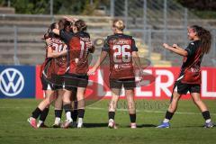 DFB—Pokal 1. Hauptrunde -  Saison 2026/27  - FC Ingolstadt 04 Frauen - 1. FSV Mainz 05 - Der 1:0 Führungstreffer durch Stefanie Reischmann (Nr.24 - FCI Frauen) - jubel - Jenny Beyer (Nr.8 - FCI Frauen) - Teresa Fritzberg (Nr.26 - FCI Frauen) - Foto: Meyer