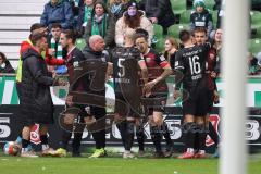 2.BL; SV Werder Bremen - FC Ingolstadt 04; Tor Jubel Treffer Filip Bilbija (35, FCI) Visar Musliu (16, FCI) Marcel Gaus (19, FCI) Nico Antonitsch (5, FCI) Co-Trainer Mike Krannich (FCI) Valmir Sulejmani (33, FCI) Florian Pick (26 FCI) Torwart Fabijan Bunt