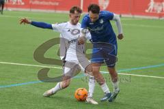 AUDI - Schanzer Amateur Cup - Halbfinale 1 - Saison 2024/25 - FC Mindelstetten - SV Menning - Moritz Liedl weiss Mindelstetten - Noah Kamenjasevic blau Menning - Foto: Meyer Jürgen