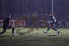 Landesliga - Saison 2025/26 - SV Manching - TSV Hollenbach - Der 2:0 Führungstreffer durch Leon Peric (Nr.20 - SV Manching) - jubel - Hartmann Florian Torwart Hollenbach - Foto: Meyer Jürgen