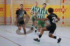 Lotto Bayern Hallencup - Lindenkreuzhalle Saison 2024/25 - DJK München -  SV Manching - Daniel Schweiger grün Manching - Collin Appiah schwarz München - Foto: Meyer Jürgen