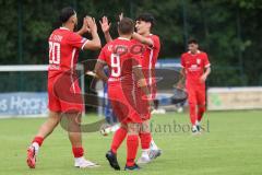 Kreisfreundschaftsspiel - Saison 2024/25 - Kreisfreundschaftsspiel - TSV Ober/Unterh.stadt - FC Fatih -  Der 0:2 Führungstreffer durch - Akif Abasikeles (Nr.20 - FC Fatih) - - Eduard Hardok (Nr.9 - FC Fatih) - jubel - Foto: Meyer Jürgen