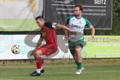 Freundschaftsspiel- Saison 2025/26- SV Kasing - FC Geisenfeld-  - Michael Spenger grün Geisenfeld - Patrick Rzepka rot Kasing - Foto: Meyer Jürgen