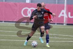 Bayernliga Süd - Saison 2021/2022 - FC Ingolstadt 04 II -  SpVgg Unterhaching - Arian Llugiqi #9 FCI - Manuel Stiefler #8 rot Haching - Foto: Meyer Jürgen