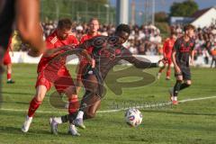 Freundschaftsspiel - Saison 2025/26 - FC Ingolstadt 04 II - Delay Sports - Jason Osei Tutu (Nr.11 - FC Ingolstadt II) - Egon Ismaili (Nr.15 - Delay Sports) - Foto: Meyer Jürgen