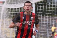 *** Bayernliga Nord - Saison 2025/26 - FC Ingolstadt 04 II - Jahn Regensburg II - Ognjen Draculic (Nr.9 - FC Ingolstadt II) mit dem 2:1 Führungstreffer - jubel - Foto: Meyer Jürgen