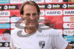 3. Liga; Rot-Weiss Essen - FC Ingolstadt 04; vor dem Spiel Cheftrainer Rüdiger Rehm (FCI) Interview Magenta