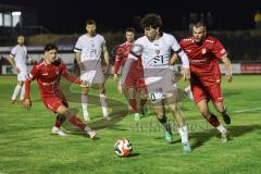 Toto-Pokal; 
Türkgücü München - FC Ingolstadt 04; Zweikampf Kampf um den Ball Ognjen Drakulic (30, FCI) Amdouni, Jusuf (18 TGM) Haas, Leo (26 TGM)