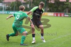 Bezirksliga - Saison 2025/26 - FC Gerolfing - SVA Palzing - Lukas Achhammer (Nr.9 - FC Gerolfing) - Ioannis Argiriadis schwarz Palzing - Foto: Meyer Jürgen