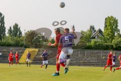 Bayernliga Süd - Saison 2021/2022 - FC Ingolstadt 04 II - Schwaben Augsburg - Rausch Thomas (#18 FCI) und Dennis Ruisinger Augsburg beim Zweikampf in der Luft und verletzen sich - Foto: Meyer Jürgen