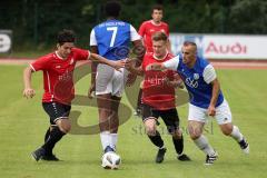 Kreisklasse -  Saison 2023/2024 - DJK Ingolstadt - FC Tegernbach - Ndala Wala #7 blau DJK Ing - Isa Gashi blau rechts DJK Ingolstadt - Foto: Meyer Jürgen