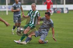 Landesliga - Saison 2025/26 - SV Manching - TSV Jetzendorf - Nico Daffner (Nr.14 - SV Manching) - Stefan Stöckl grau Jetzendorf - Foto: Meyer Jürgen