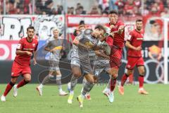 3. Liga; FC Ingolstadt 04 - SSV Jahn Regensburg; Zweikampf Kampf um den Ball Mads Borchers (9, FCI) Strauss Felix (4 SSV)