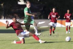 Kreisliga - Saison 2023/2024 - FC Gerolfing - Türk SV Ingolstadt - Lukas Achhammer grün Gerolfing - Halil Balaban rot Türk SV - Foto: Meyer Jürgen
