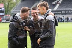 3. Liga; SV Sandhausen - FC Ingolstadt 04; vor dem Spiel Jannik Mause (7, FCI) Mladen Cvjetinovic (19, FCI) Julian Kügel (31, FCI)