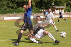 Kreisliga - Saison 2022/2023 - DJK Ingolstadt - SV Sandersdorf - Patrick Mack blau Sandersdorf - Christoph Handl weiss DJK Ing - Foto: Meyer Jürgen