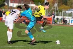 Kreisliga - Saison 2022/2023 - TSV Gaimersheim - FC Hitzhofen/Oberzell - Patrick Schwarz gelb Hitzhofen - Stefan Seitz Torwart Hitzhofen - Jan Witek weiss Gaimersheim - Foto: Meyer Jürgen