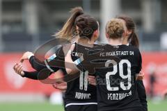 2. Bundesliga Frauen - Saison 2023/24 - FC Ingolstadt 04 Frauen - HSV Fr.1 - Der 1:0 Führungstreffer durch -  Paula Vidovic (Nr.11 - FCI)  - jubel - Nina Penzkofer (Nr.29 - FCI) - Foto: Meyer Jürgen