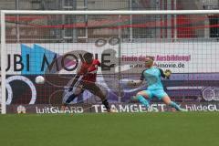 3.Liga - Saison 2022/2023 - FC Ingolstadt 04 -  - FC Freiburg II - Torwart Marius Funk (Nr.1 - FCI) - Hans Nunoo Sarpei (Nr.14 - FCI) - Foto: Meyer Jürgen