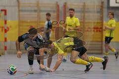 Lotto Bayern Hallencup - Saison 2024/25 - FC Hitzhofen/Oberzell - TSV Ober./Unterhaunstadt- Mchael Kraft gelb Hitzhofen  - Baran Cakir grau Ober/Unterhaunstadt - Foto: Meyer Jürgen