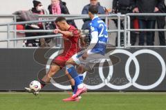 3. Liga - Saison 2025/26 - FC Ingolstadt 04 - Energie Cottbus - Marcel Costly (Nr.22 - FCI) - Nyamekye Awortwie-Grant (Nr.23 - FC Energie Cottbus) - Foto: Meyer Jürgen