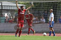 Relegation - Saison 2022/2023 - TSV Baar/Ebenhausen - TV Münchsmünster - Der 1:1 Ausgleichstreffer durch Fabian Müller rot Ebenhausen - Jubel - Thomas Mueller weiss Münchsmünster -  - Foto: Meyer Jürgen