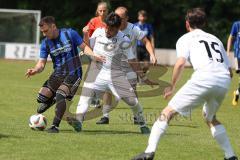 Kreisliga - Saison 2022/2023 - DJK Ingolstadt - SV Sandersdorf - Furkan Eroglu weiss DJK INg - Christian Geß blau Sandersdorf. -Foto: Meyer Jürgen