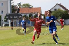 Bayernliga Nord - Saison 2023/2024 - FC Ingolstadt 04 - Würzburger FV 04 - Krupa Jeroen rot FCI - Kuß Nils blau Würzburg - Foto: Meyer Jürgen