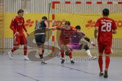 Lotto Bayern Hallencup - Finale - Lindenkreuzhalle Saison 2024/25 - FC Türk Sport Garching - Türk SV Ingolstadt - Tobias Gooss TW Türk Ing. - Johann Rybalko rot Türk Ing -  - Maximilian Kalus schwarz Türk Sport Garching - Foto: Meyer Jürgen