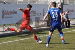 Bayernliga Süd - Saison 2022/2023 - FC Ingolstadt 04 - FC Deisenhofen - Ishak Karaogul (Nr.10 - FCI II) - Niclas Sagner blau Deisenhofen - Foto: Meyer Jürgen