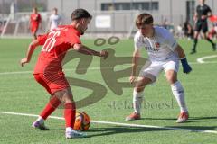 A-Junioren Bundesliga  - Saison 2023/24 - A-Junioren - FC Ingolstadt 04 - 1.FC Heidenheim - Berk Baran (Nr.26 FCI) - Kamper Elias weiss Heidenheim - Foto: Meyer Jürgen