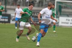 Testspiel - Bezirksliga - Saison 2025/26 - FC Gerolfing - SpVgg Joshofen Bergheim - David Simm grün Gerolfing - Johannes Böck weiss Joshofen Bergheim - Foto: Meyer Jürgen
