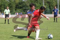 Testspiel - Bezirksliga - Saison 2025/26 - FC Fatih Ingolstadt - TSV Burgheim - Atilla Demir rot Fatih - Niklas Marx blau Burgheim - Foto: Meyer Jürgen