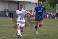 Freundschaftsspiel - Saison 2024/25 - FC Ingolstadt 04 II - TSV Rain/Lech  - Florian Pollak (Nr.14 - FCI U21) - Hasenbichler Gabriel blau Rain/Lech - Foto: Meyer Jürgen