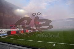 3. Liga - Saison 2025/26 - SV Wehen/Wiesbaden - FC Ingolstadt 04  - Choreo - Bengalos - Feuer - Fankurve - XXXXX - Foto: Meyer Jürgen