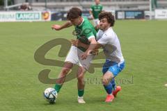 Testspiel - Bezirksliga - Saison 2025/26 - FC Gerolfing - SpVgg Joshofen Bergheim - Paul Hammer weiss Joshofen Bergheim - David Simm grün Gerolfing - Foto: Meyer Jürgen