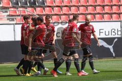 3. Liga - FC Ingolstadt 04 - FSV Zwickau - Tor Jubel Björn Paulsen (4, FCI) Stefan Kutschke (30, FCI) Merlin Röhl (34, FCI) Michael Heinloth (17, FCI) Justin Butler (31, FCI) Nico Antonitsch (5, FCI)