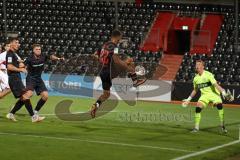 3. Liga - Saison 2025/26 - VFB Stuttgart II - FC Ingolstadt 04  - Marcel Costly (Nr.22 - FC Ingolstadt 04) - Torwart Florian Hellstern (Nr.1 - VFB Stuttgart II) - Foto: Meyer Jürgen