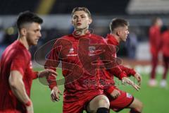 3. Liga; SSV Ulm - FC Ingolstadt 04; vor dem Spiel Jasper Maljojoki (23, FCI) Linus Rosenlöcher (19, FCI) Gustav Christensen (24, FCI)