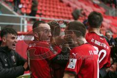 3. Fußball-Liga - Saison 2020/2021 - FC Ingolstadt 04 - FC Viktoria Köln - Der 2:1 Siegtreffer durch Ganiggia Ginola Elva (#14,FCI)  - jubel  - Fatih Kaya (#9,FCI)  - Foto: Meyer Jürgen