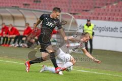 Bayernliga Süd - Saison 2021/2022 - FC Ingolstadt 04 II - SV Donaustauf - Gashi Egson (#7 FCI) - Tobias Lotter weiss #21 Donaustauf -  Foto: Meyer Jürgen