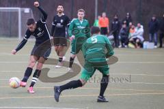 Freundschaftsspiel - FC Fatih Ingolstadt - TV Aiglsbach - Peter Veit schwarz FC Fatih - Florian Schweiger grün Aiglsbach #5 - Foto: Meyer Jürgen