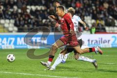 3. Liga; SSV Ulm - FC Ingolstadt 04; Torchance verpasst Marcel Costly (22, FCI) Meier Jonathan (19 Ulm) stört