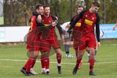 2023_11_5 - SV Kasing - TV Münchsmünster - Kreisliga - Saison 2023/24 -  Der 1:0 Führungstreffer durch - Martin Oblinger rot Kasing - jubel -  Foto: Meyer Jürgen