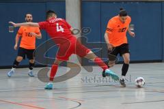 Hallenturnier MTV Ingolstadt - Saison 2025/26 - SV Zuchering - SV Kasing - Emre Erbas orange Kasing - Florian Gjeka rot Zuchering - Foto: Meyer Jürgen