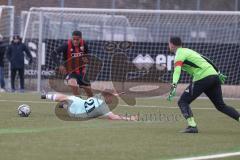 Bayernliga Nord - Saison 2024/25 - FC Ingolstadt 04 II - DJK Ammerthal - Micah Ham (Nr.25 - FCI U21) - Michael Janner blau Ammerthal - Christopher Sommerer Torwart Ammerthal - Foto: Meyer Jürgen