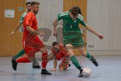 Lotto - Hallen - Bayerncup -  Saison 2022/2023 - FC Fatih Ingolstadt - FC Rockolding - Thomas Schreiner #23 Fatih - Nico Boysen grün Rockolding -  Dardan Berisha rot #5 Fatih - Foto: Meyer Jürgen