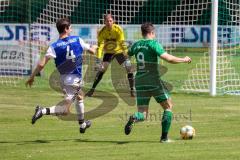 BZL - Oberbayern - SV Manching - TSV Rohrbach - Benedikt Vollnhals (#9 Manching) mit einer Torchance - Patrick Diller Torwart Rohrbach - Andreas Maier #4 Rohrbach - Foto: Jürgen Meyer