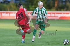 Landesliga - Saison 2025/26 - SV Manching - TSV Dachau  - Nico Daffner (Nr.14 - SV Manching) mit Kopfverband - Marcel Jurakovic rot Dachau - Foto: Meyer Jürgen